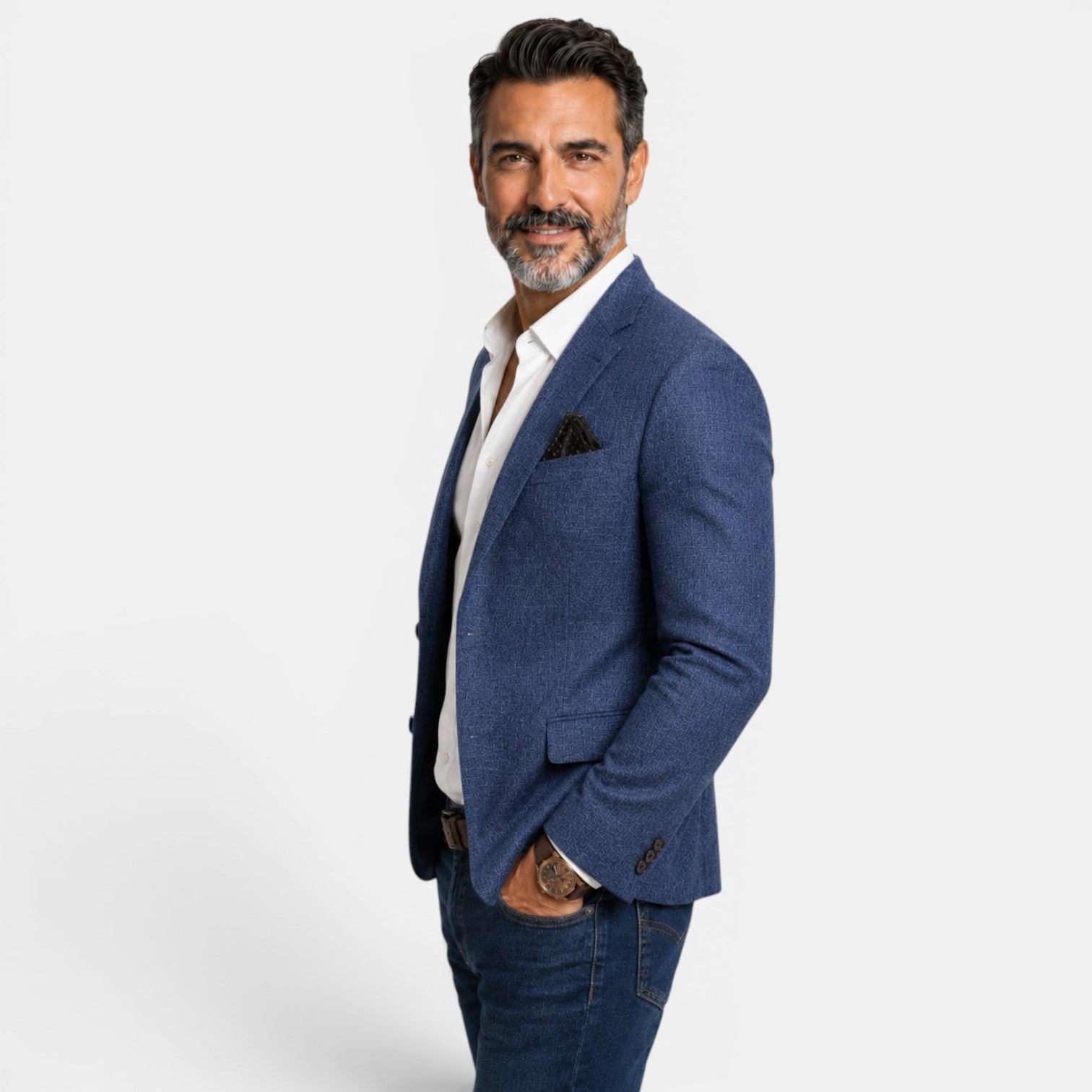 Men's Printed Double-Breasted Blazer