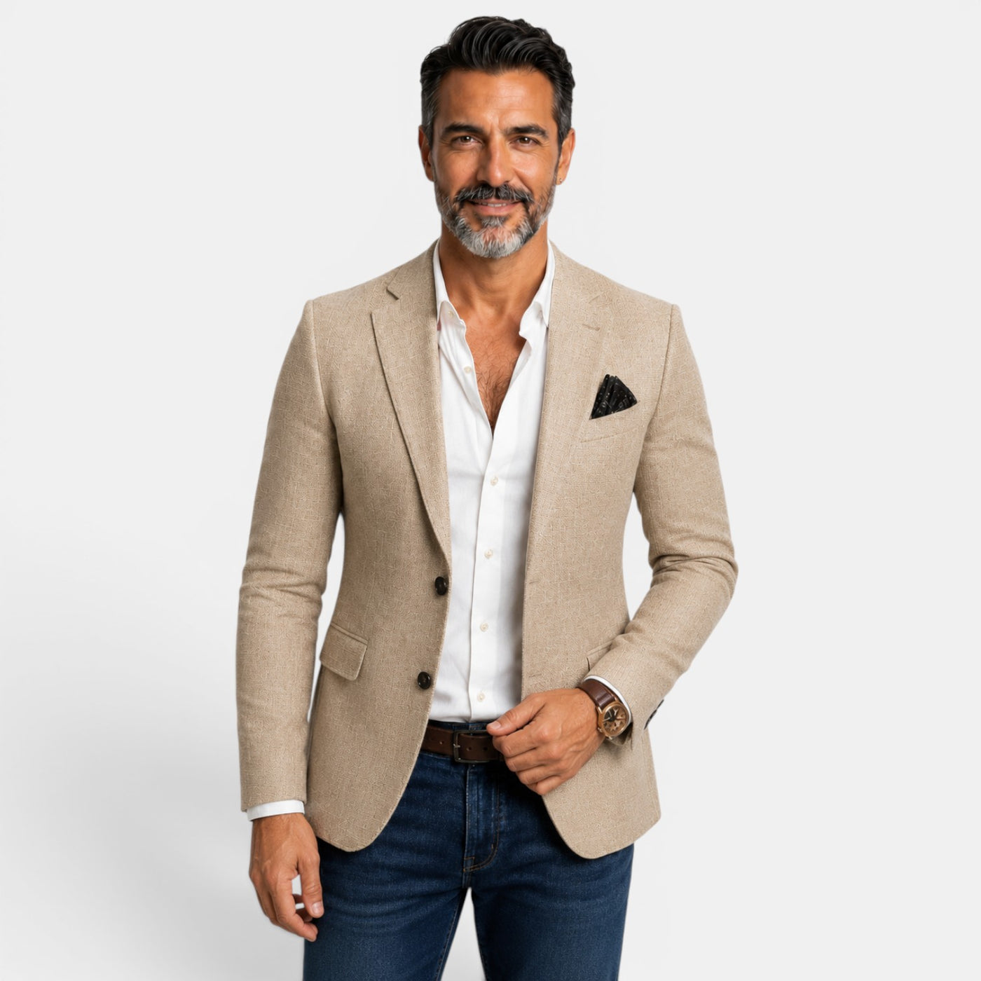 Men's Printed Double-Breasted Blazer