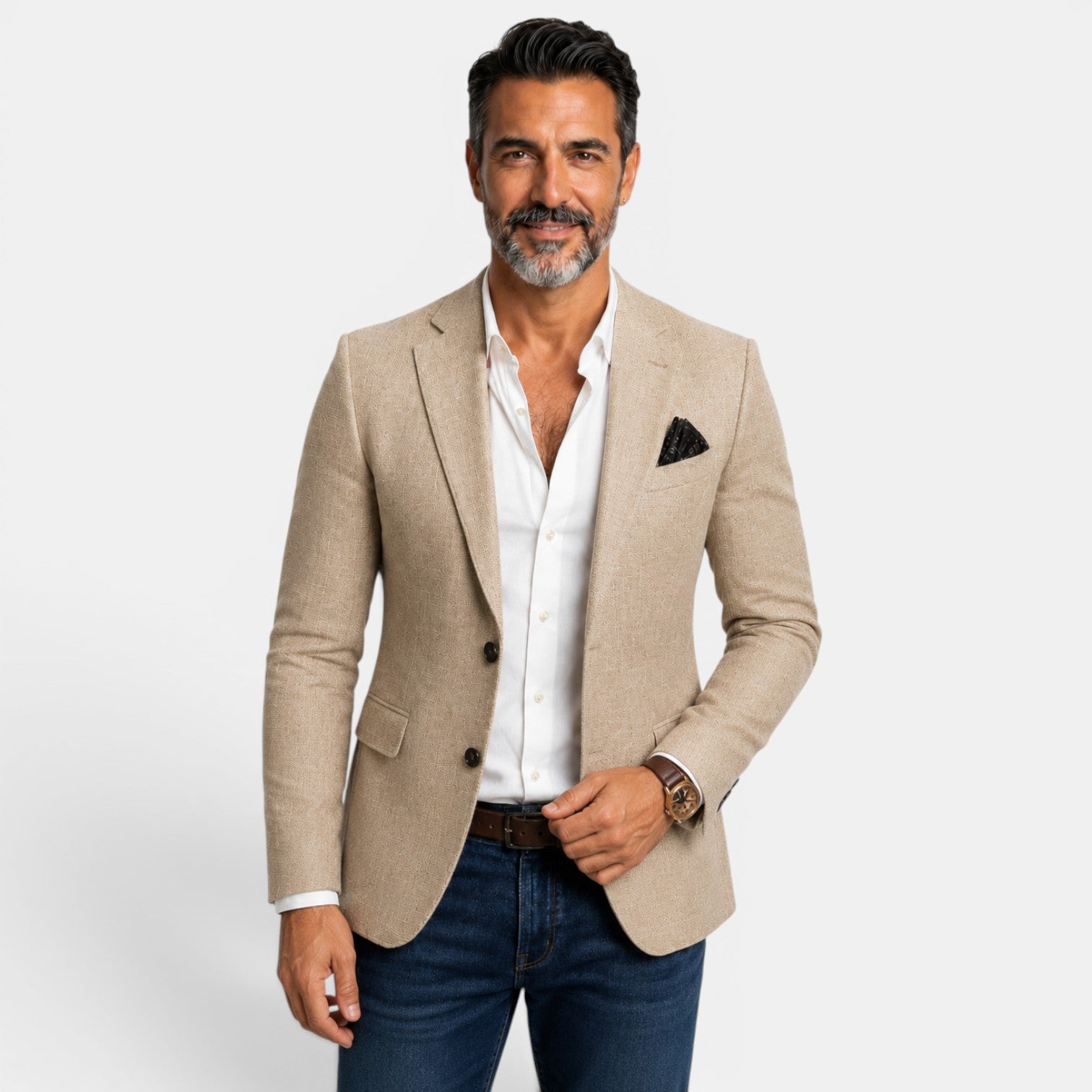 Men's Printed Double-Breasted Blazer