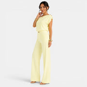 Conjunto Mujer Elegante Verano – Top Bardot Off Shoulder y Pantalón Palazzo Ancho