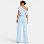 Conjunto Mujer Elegante Verano – Top Bardot Off Shoulder y Pantalón Palazzo Ancho