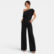 Conjunto Mujer Elegante Verano – Top Bardot Off Shoulder y Pantalón Palazzo Ancho