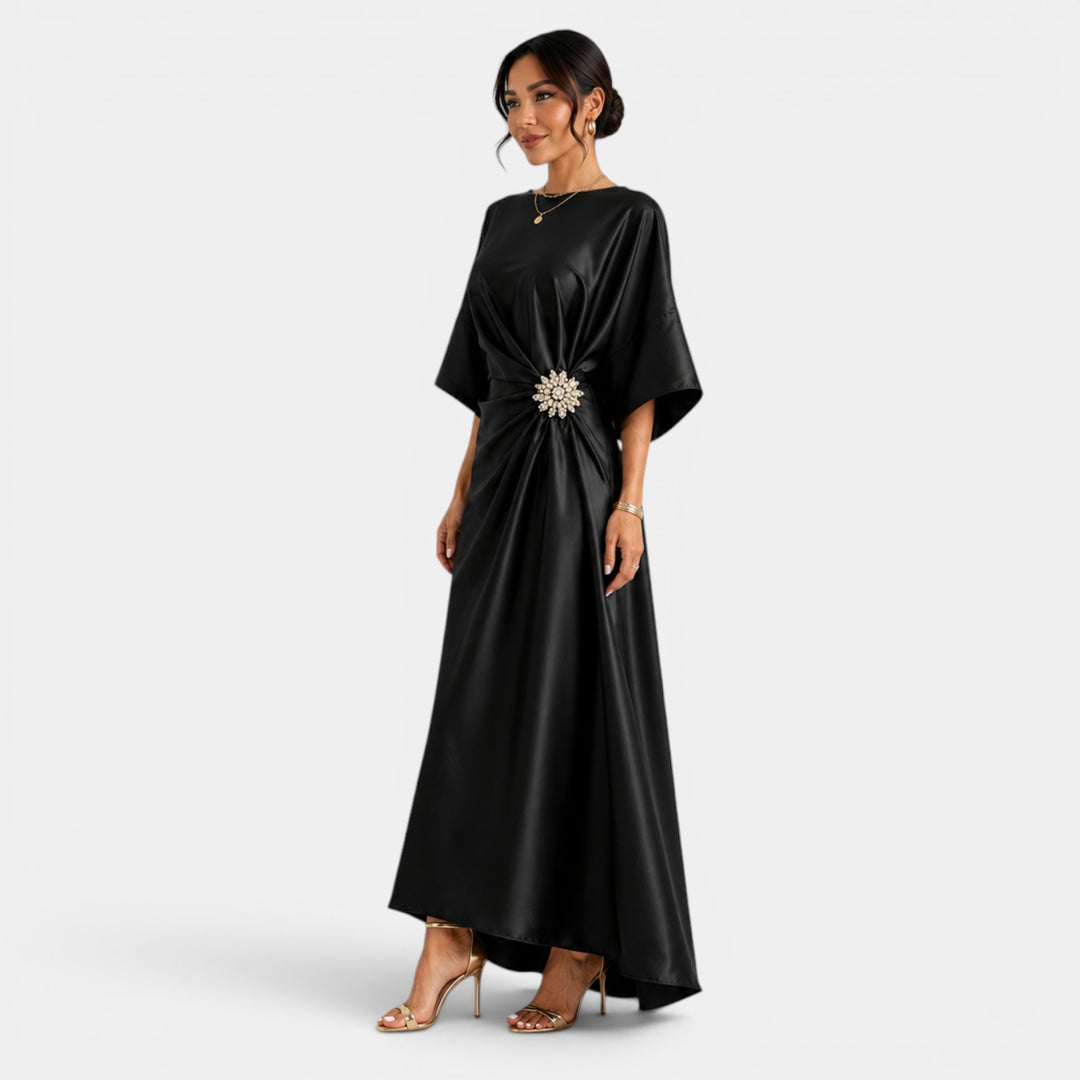 Vestido Satinado Largo Elegante Mujer