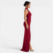 Red Halter Maxi Dress