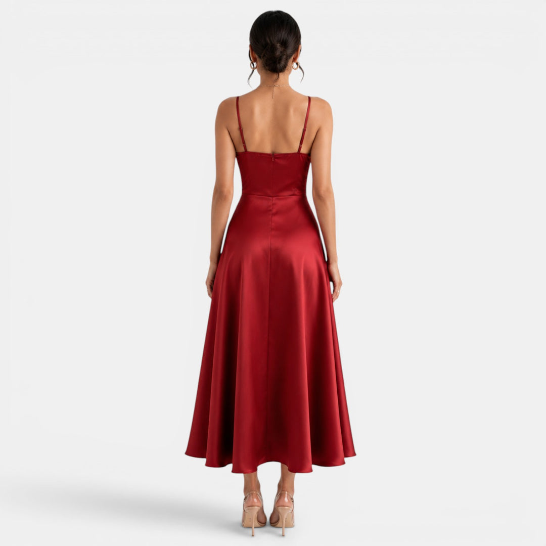 Vestido Largo Rojo Satén
