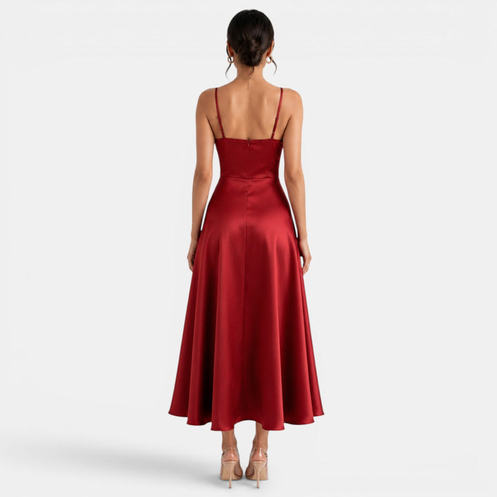 Vestido Largo Rojo Satén