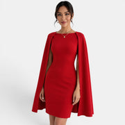 Red Party Mini Dress with Cape