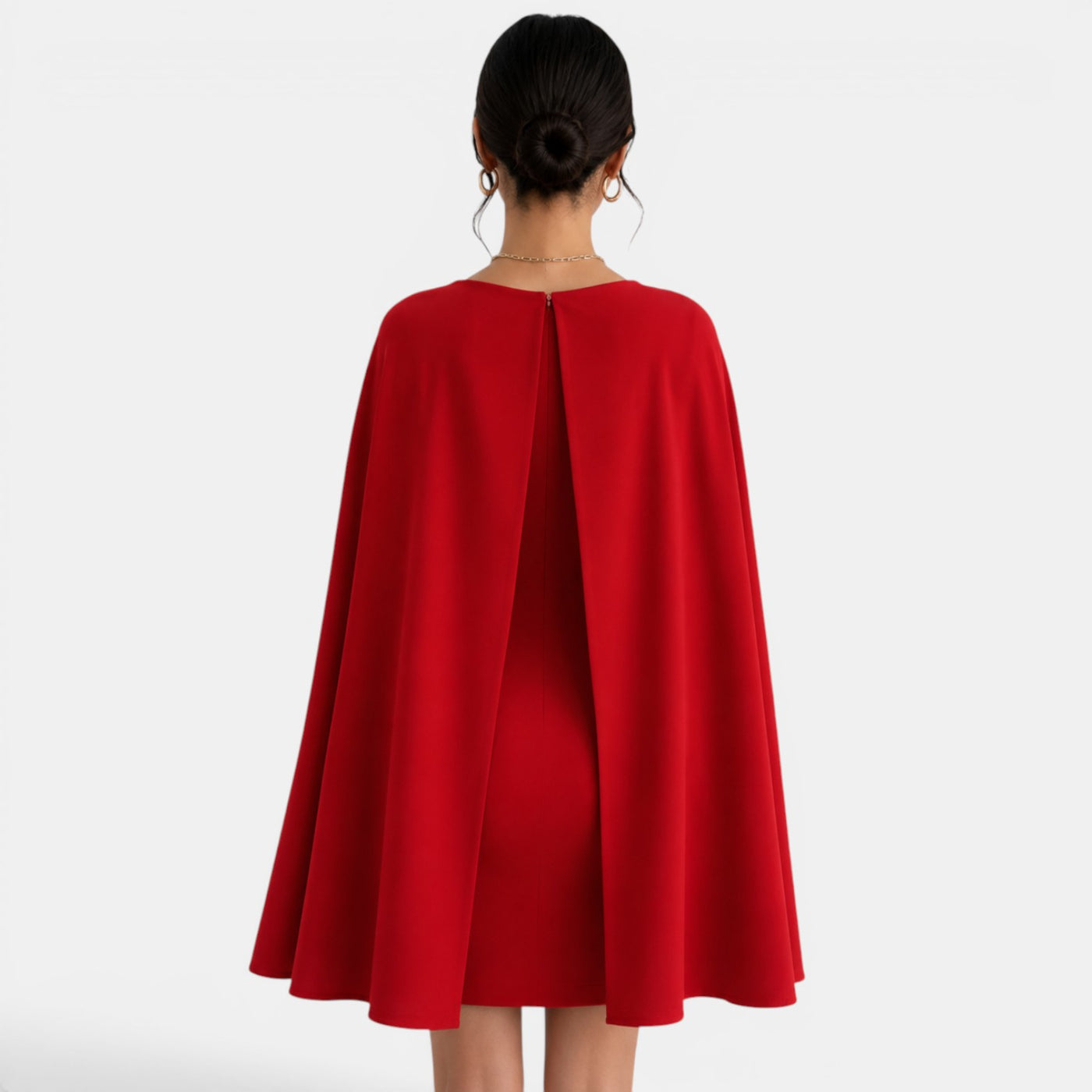 Red Party Mini Dress with Cape