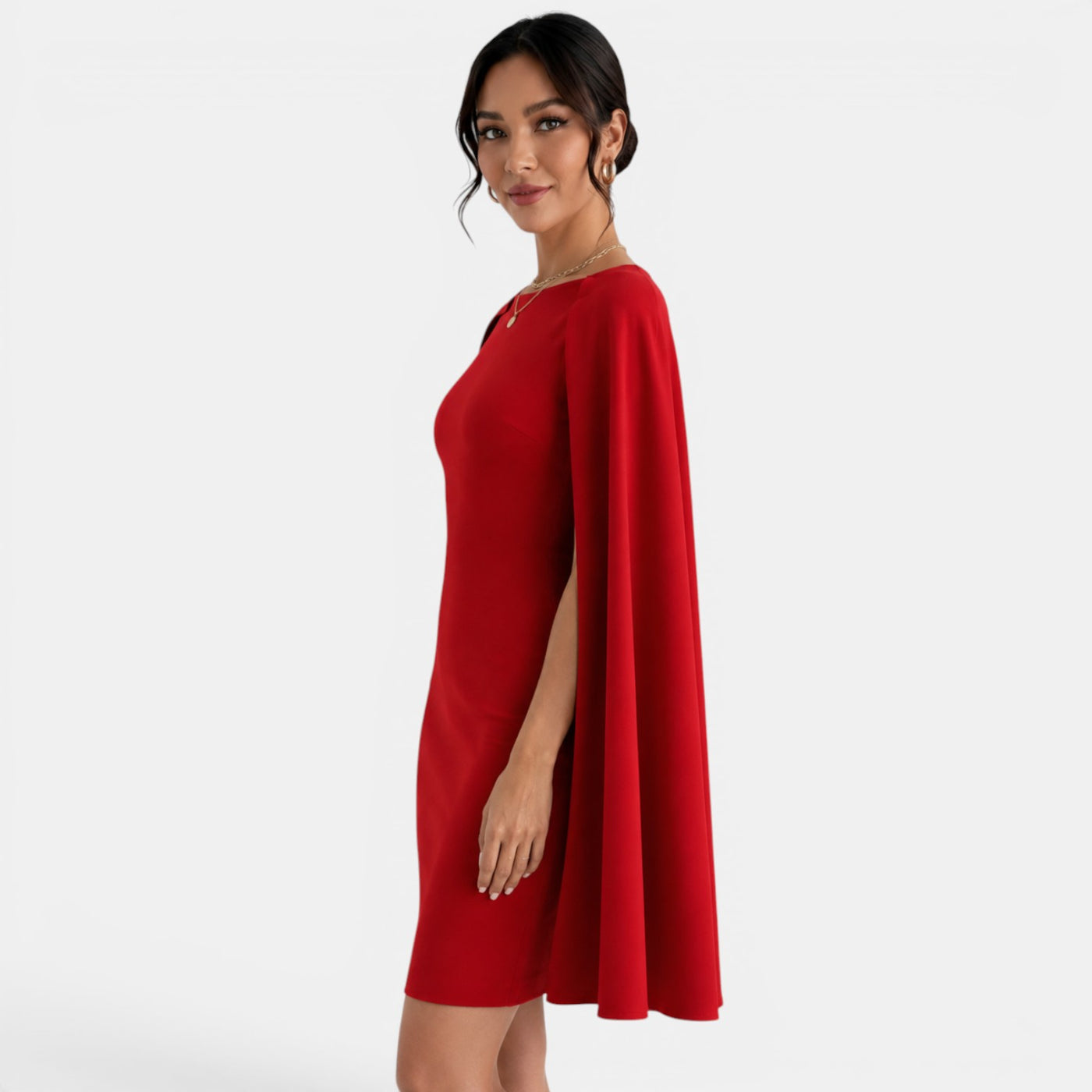 Red Party Mini Dress with Cape