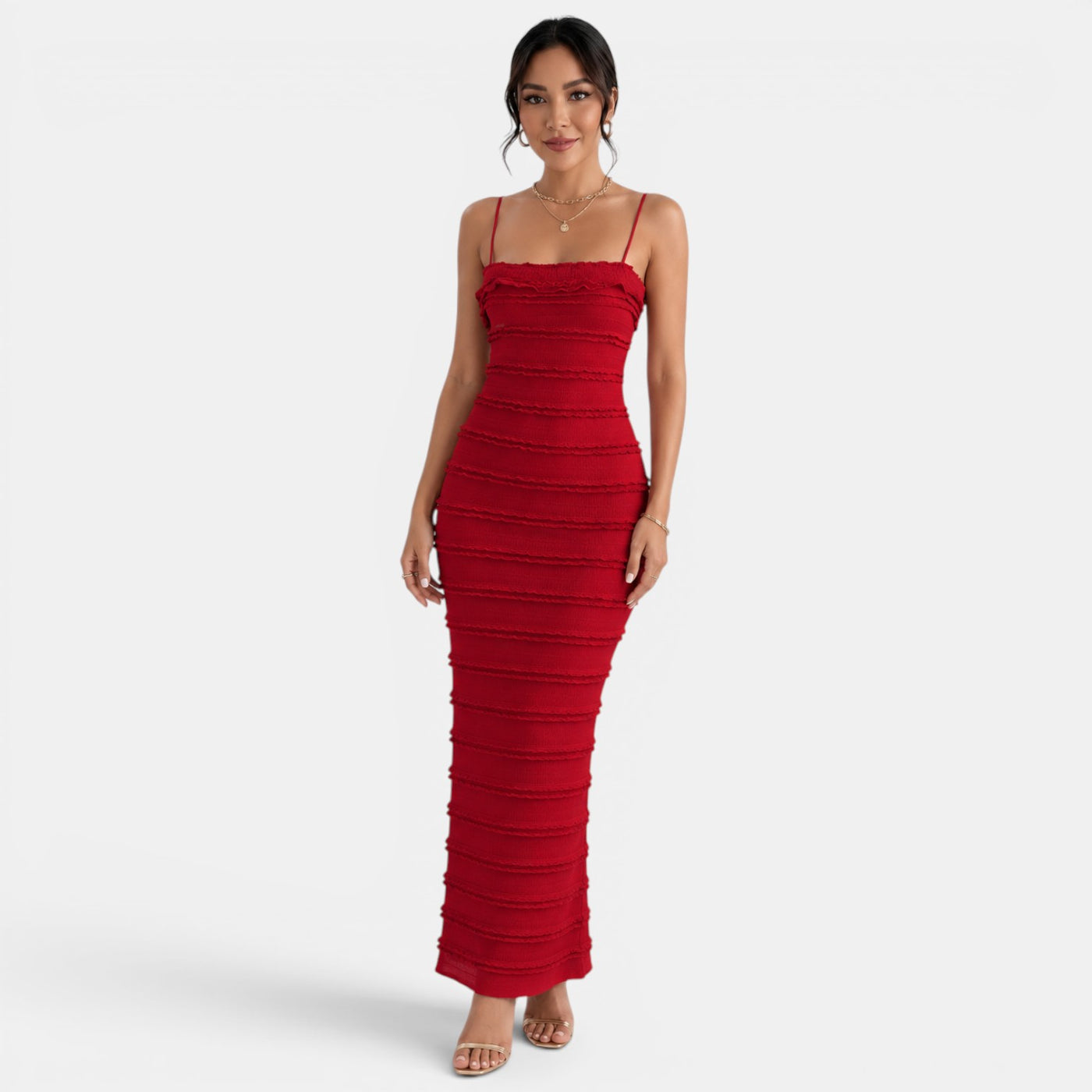 Red Lace Maxi Dress