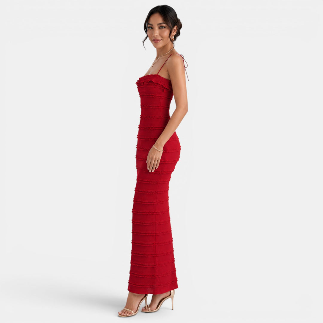 Vestido Largo Rojo Encaje