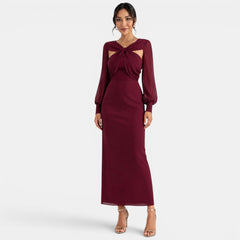 Vestido Largo Rojo Manga Larga