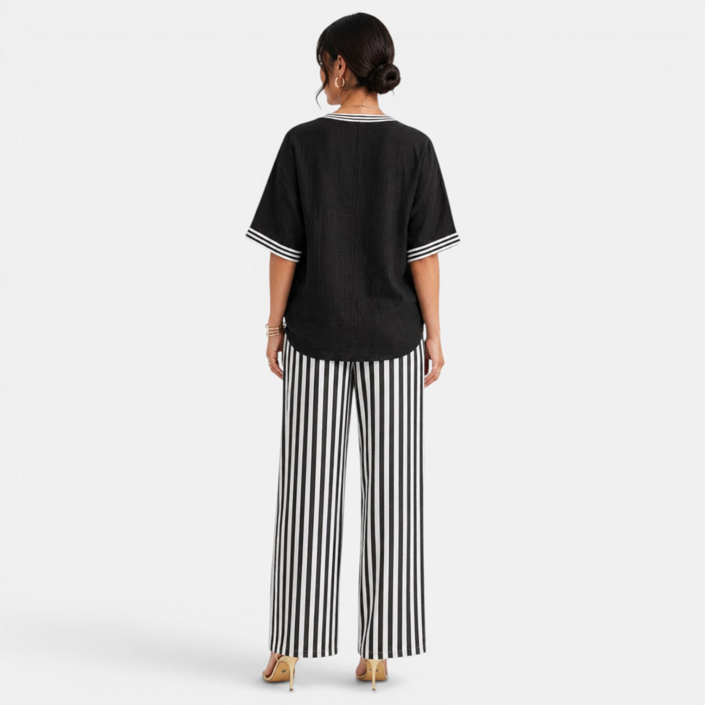 Women's Striped Linen Set