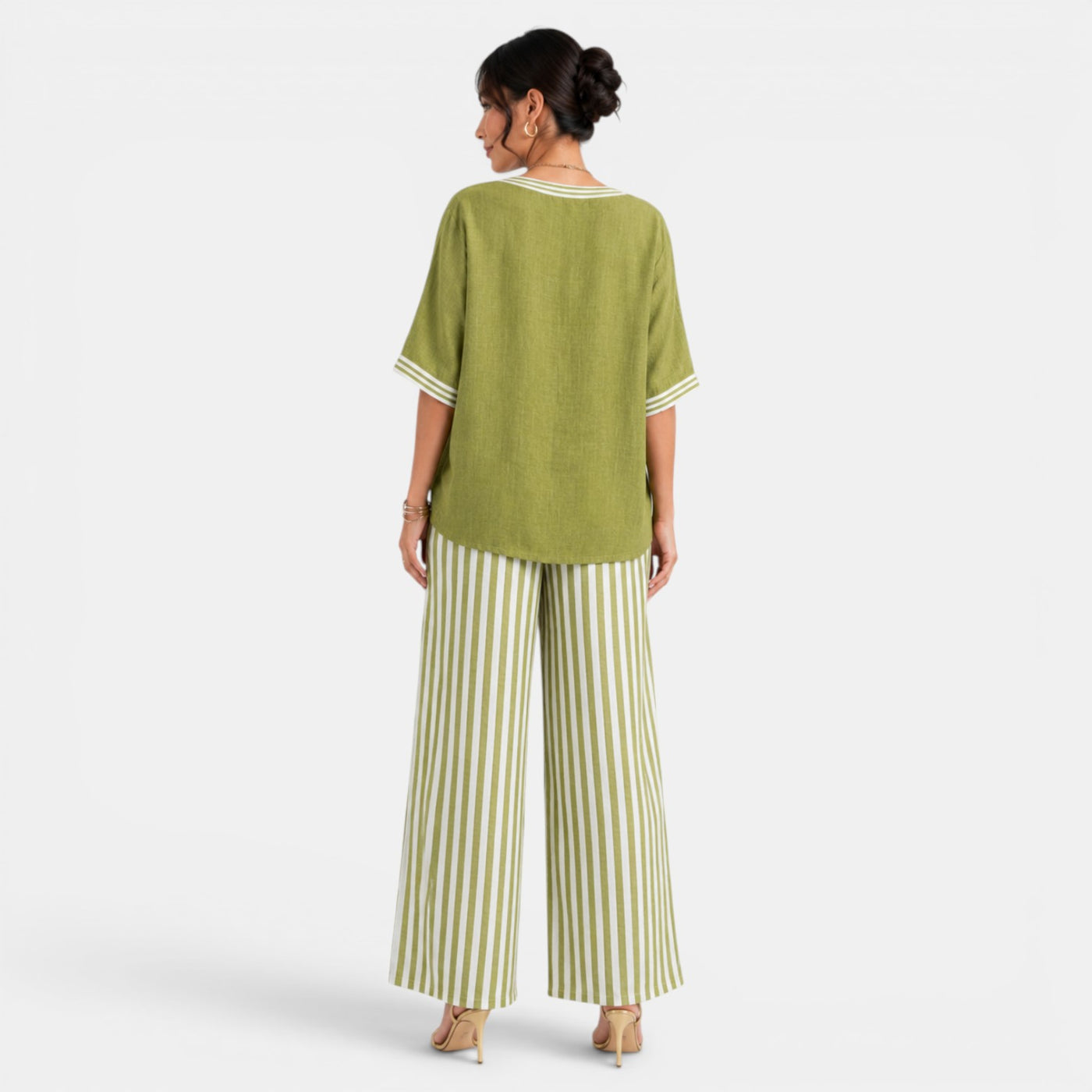Women's Striped Linen Set