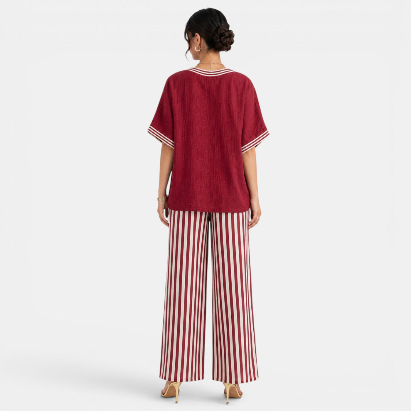 Women's Striped Linen Set