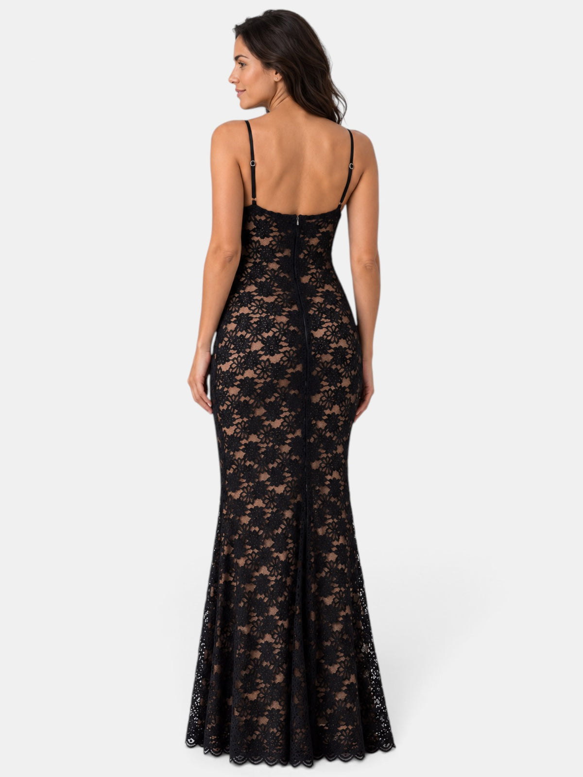 Vestido de Fiesta Mujer Encaje Transparente