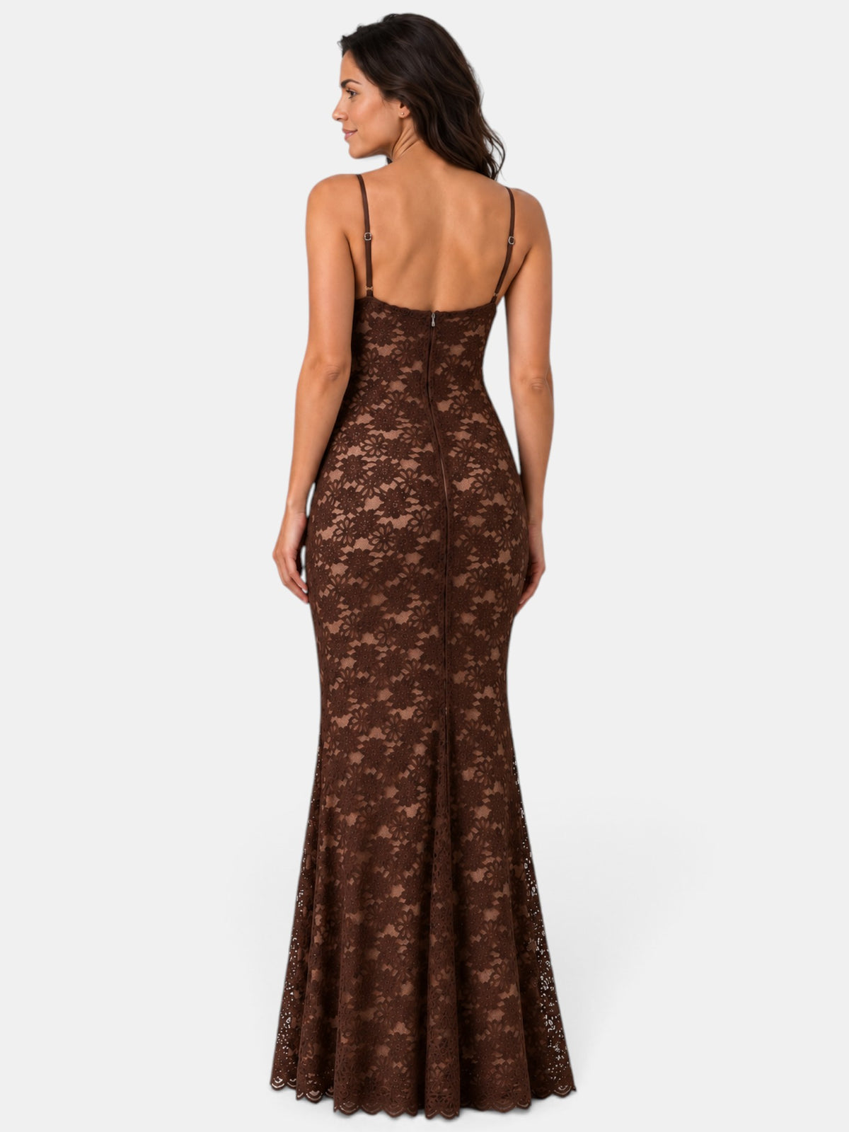 Vestido de Fiesta Mujer Encaje Transparente