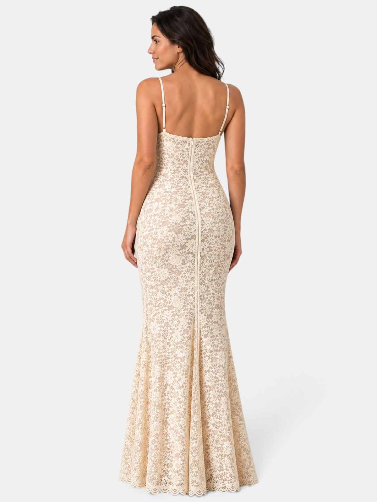 Vestido de Fiesta Mujer Encaje Transparente