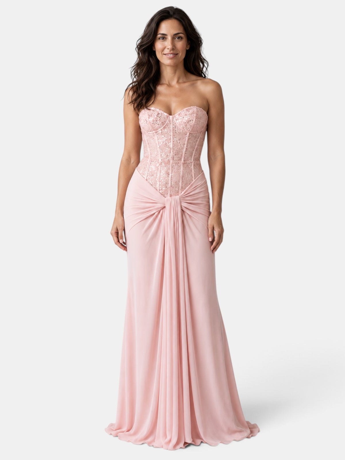 Vestido de Fiesta Largo Mujer Rosa Corsé