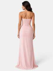 Vestido de Fiesta Largo Mujer Rosa Corsé