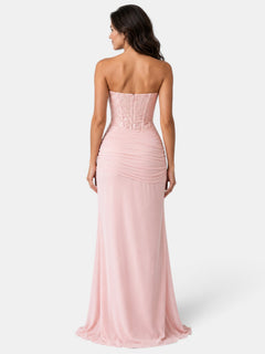 Vestido de Fiesta Largo Mujer Rosa Corsé