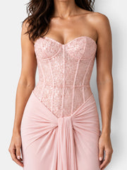 Vestido de Fiesta Largo Mujer Rosa Corsé