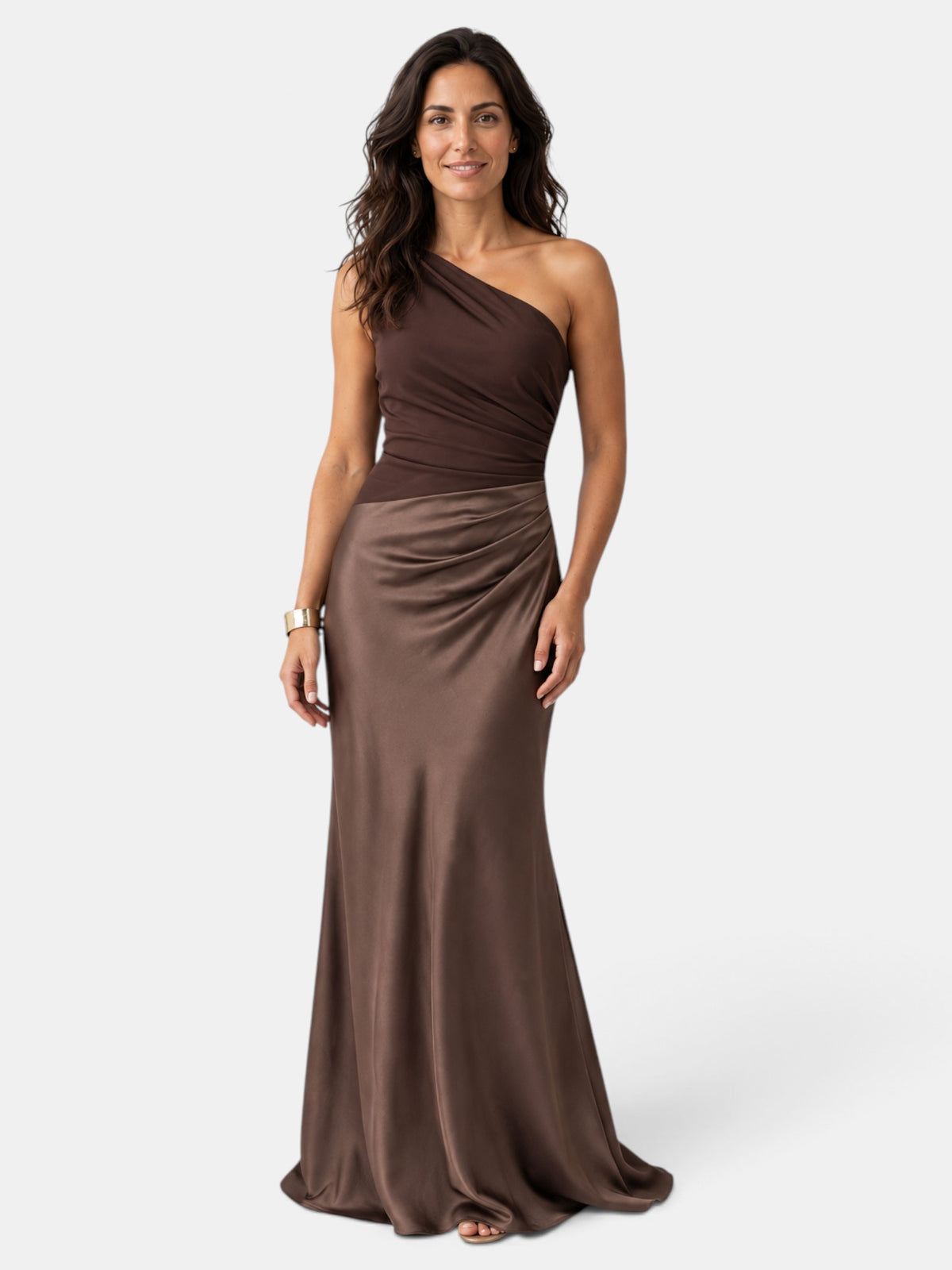 Women's Long Ruched Satin Party Dress