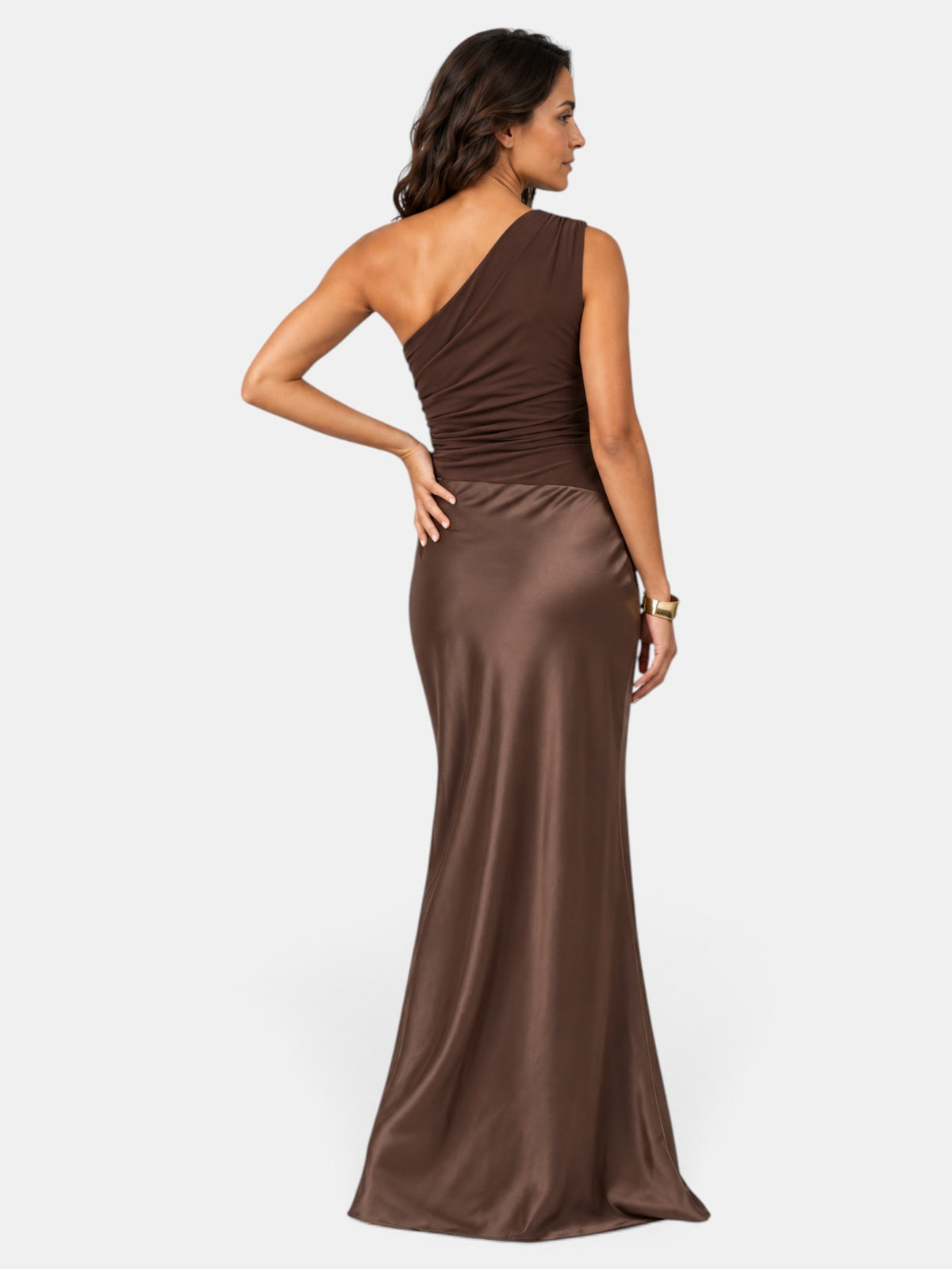 Women's Long Ruched Satin Party Dress