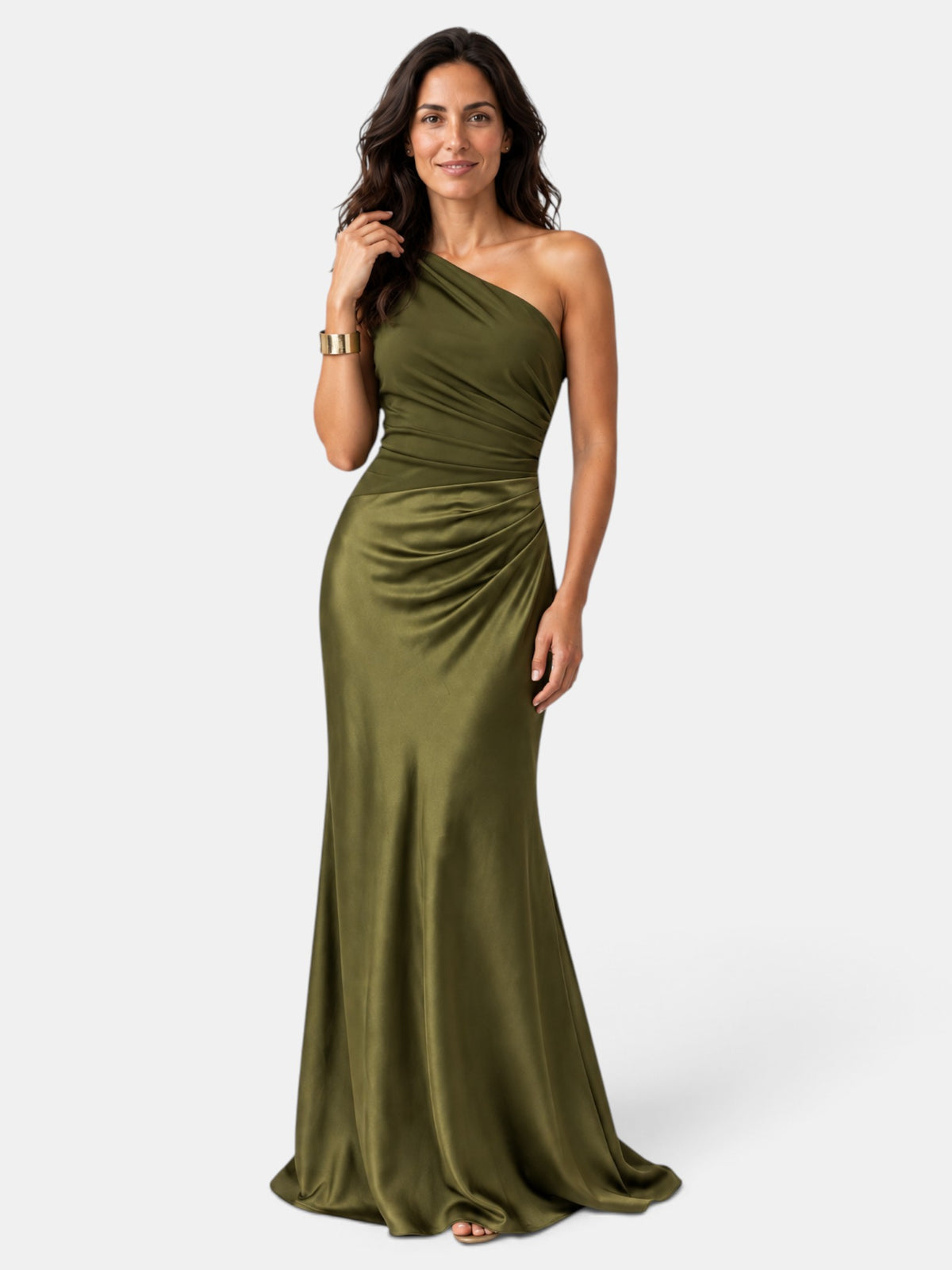 Women's Long Ruched Satin Party Dress