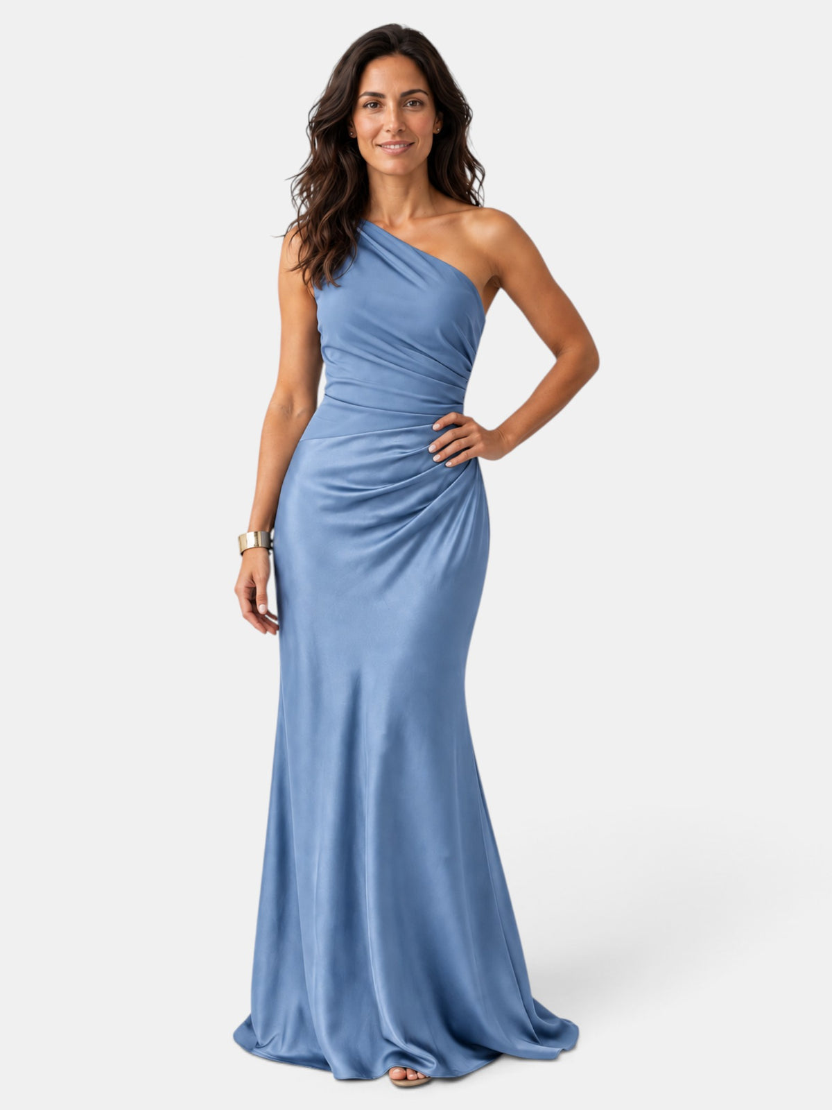 Women's Long Ruched Satin Party Dress