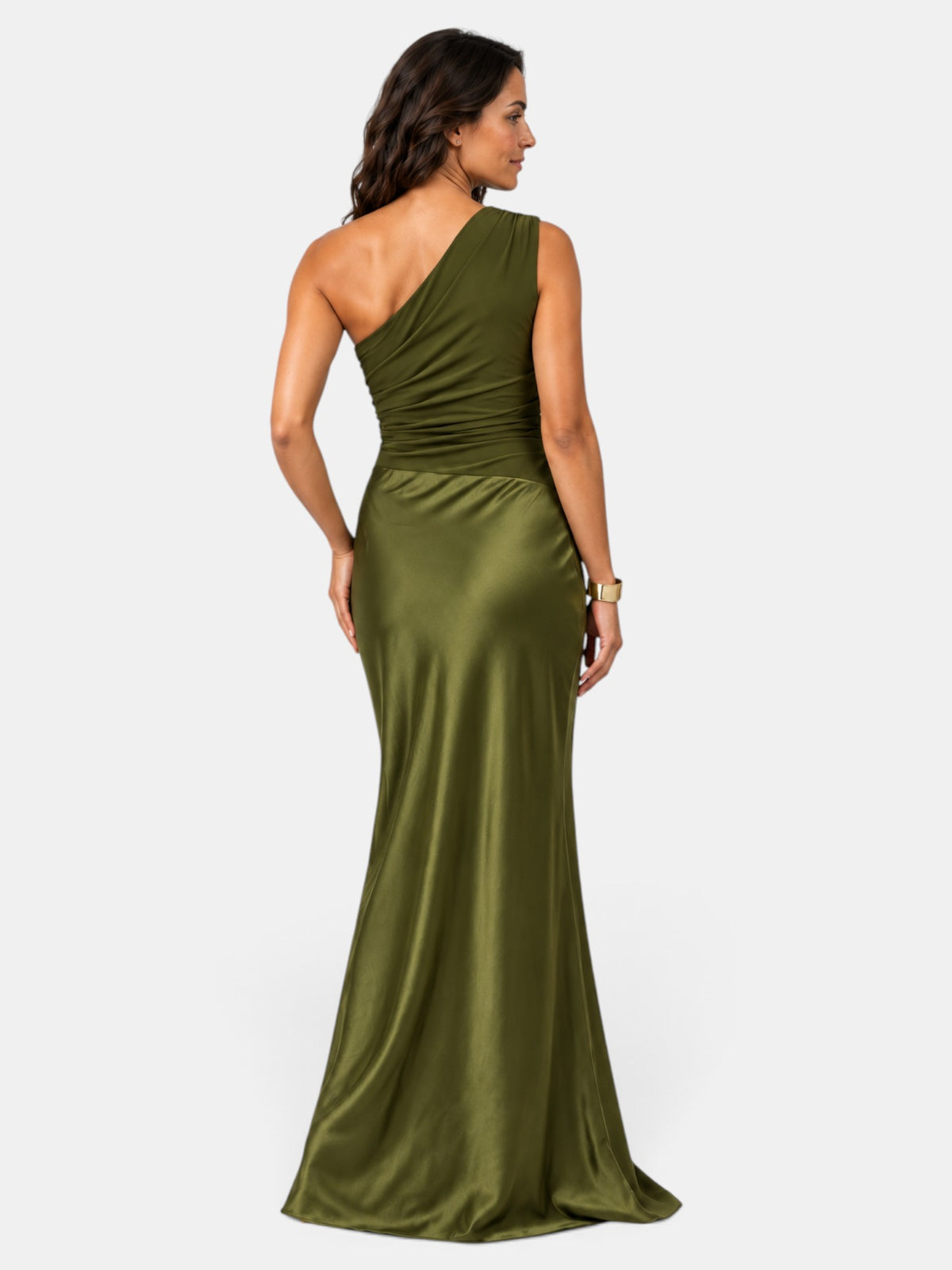 Women's Long Ruched Satin Party Dress