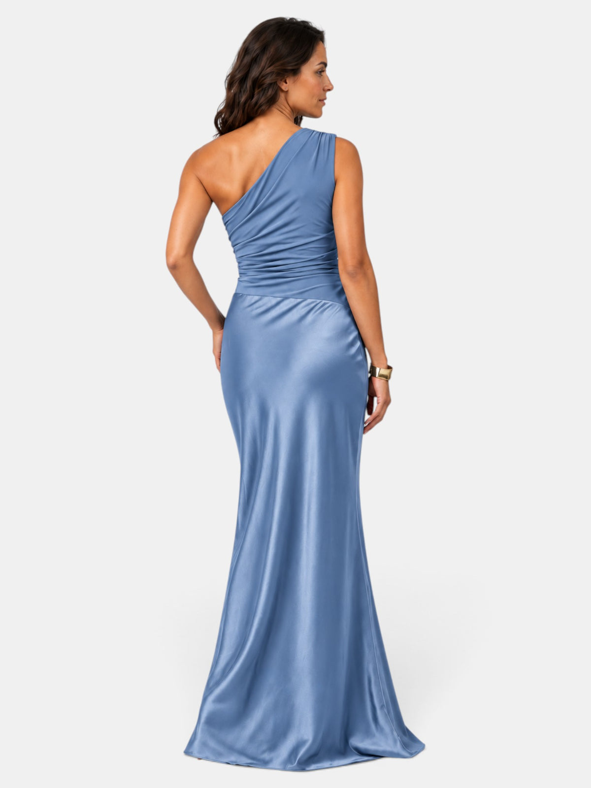 Women's Long Ruched Satin Party Dress