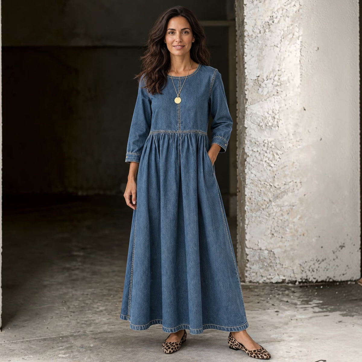Women's Long Sleeve Denim Dress