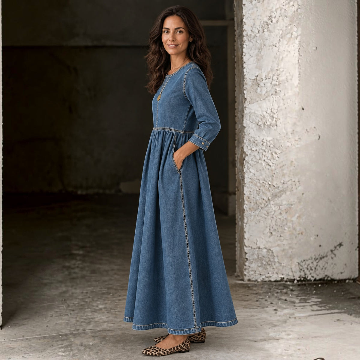 Women's Long Sleeve Denim Dress