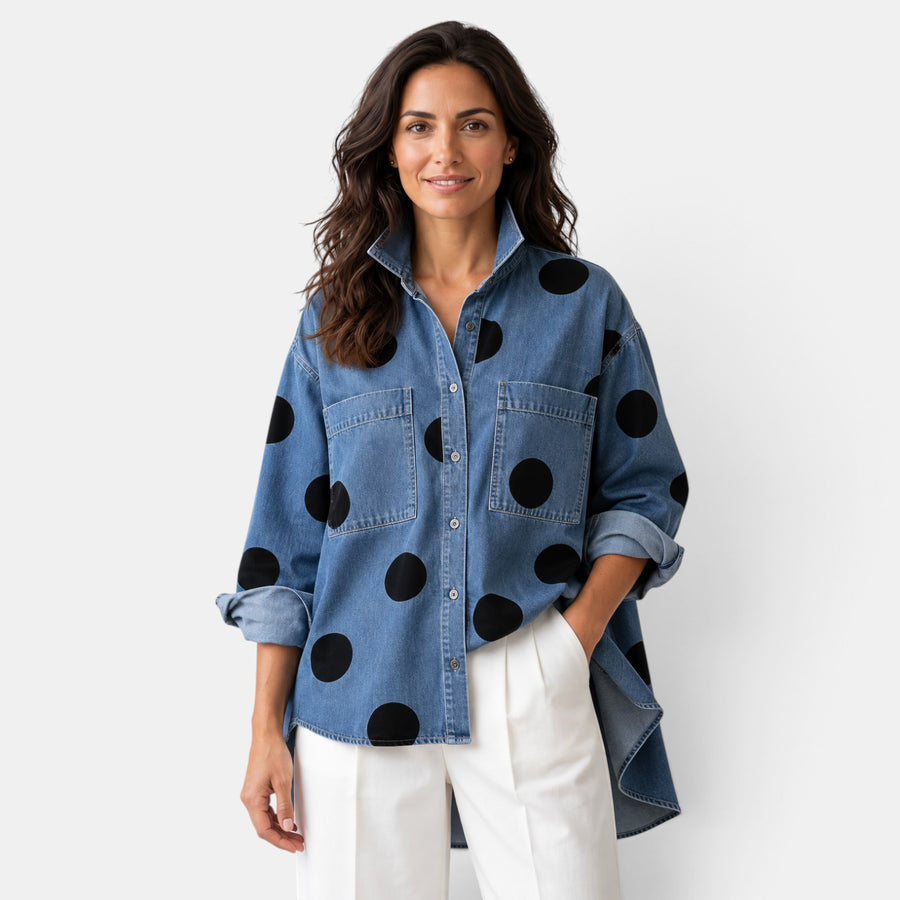 Camisa Mujer Lunares con Botones