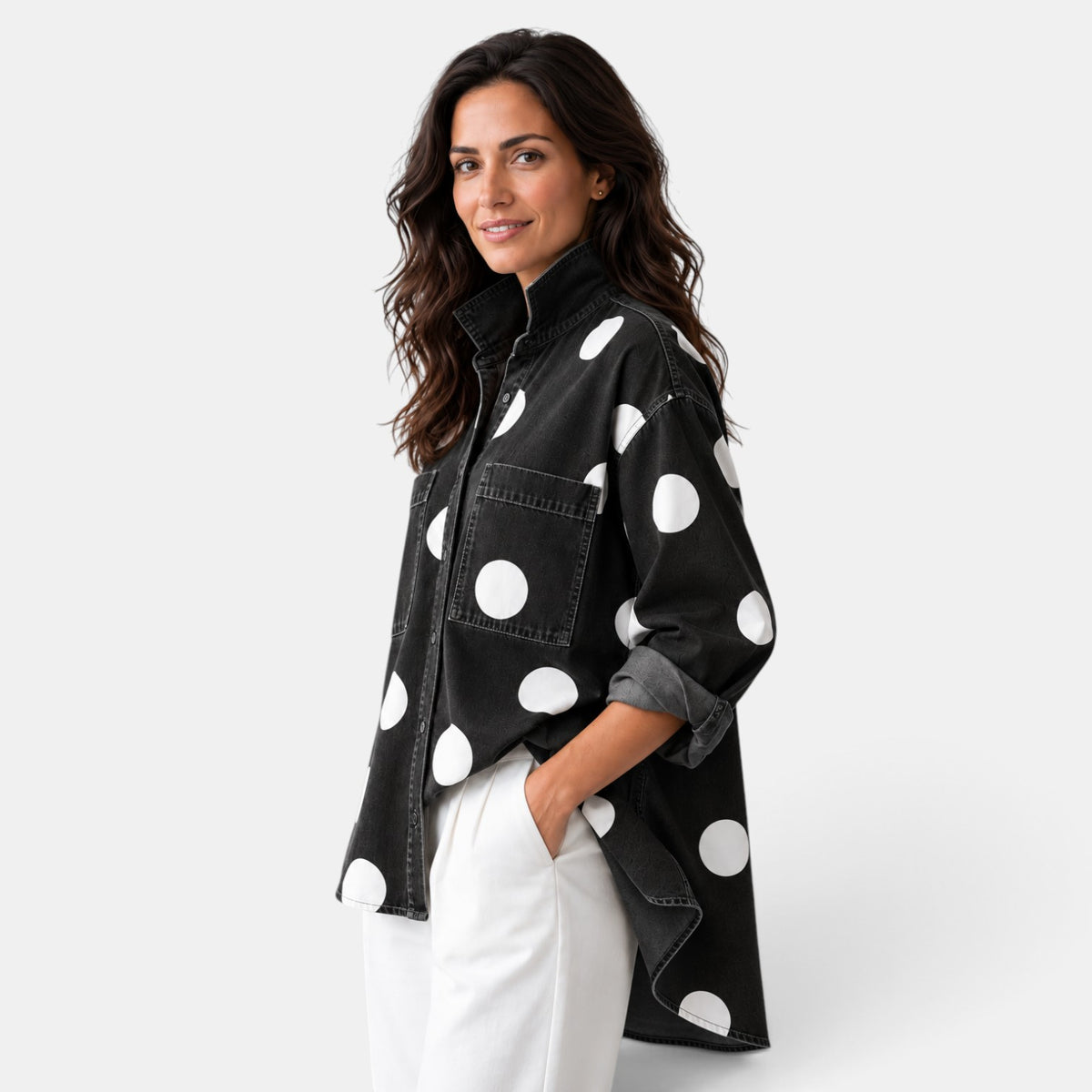 Camisa Mujer Lunares con Botones