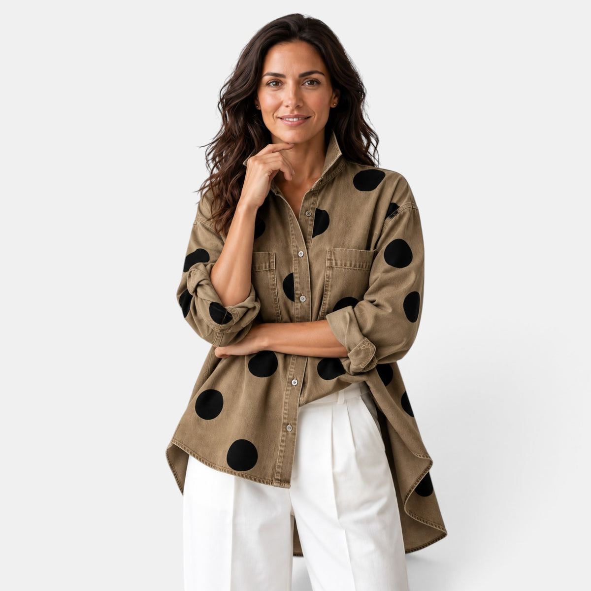 Camisa Mujer Lunares con Botones