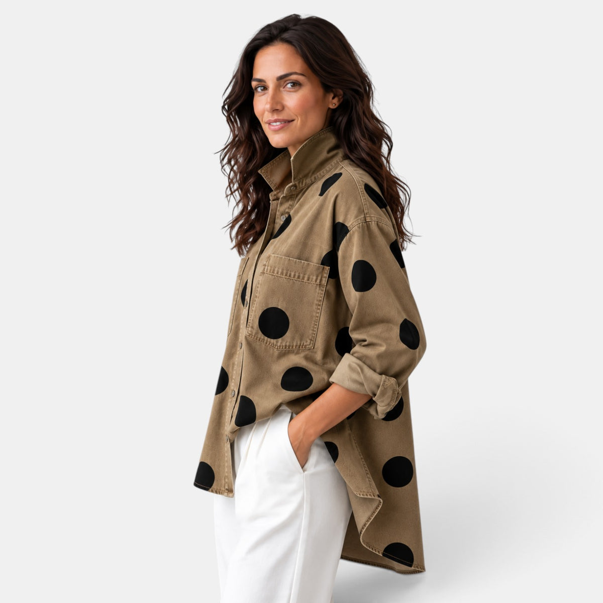 Camisa Mujer Lunares con Botones