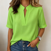 Camisa Mujer Cuello Mao Manga Corta