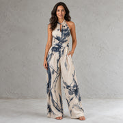 Mono Mujer Beige Pierna Ancha Halter