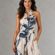 Mono Mujer Beige Pierna Ancha Halter