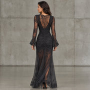 Women's Black Lace Wedding Guest Dress