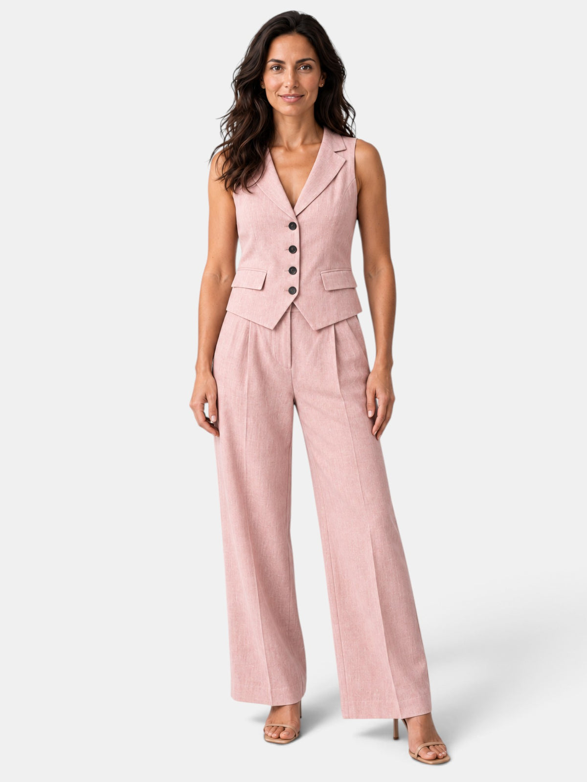 Conjunto Mujer Chaleco y Pantalón Ancho