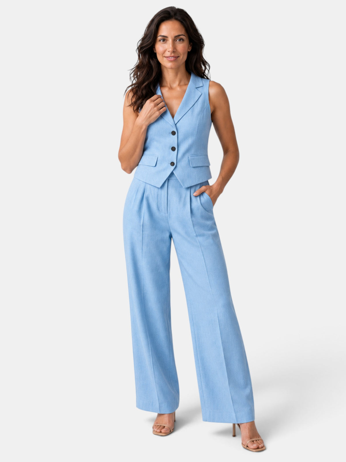Conjunto Mujer Chaleco y Pantalón Ancho