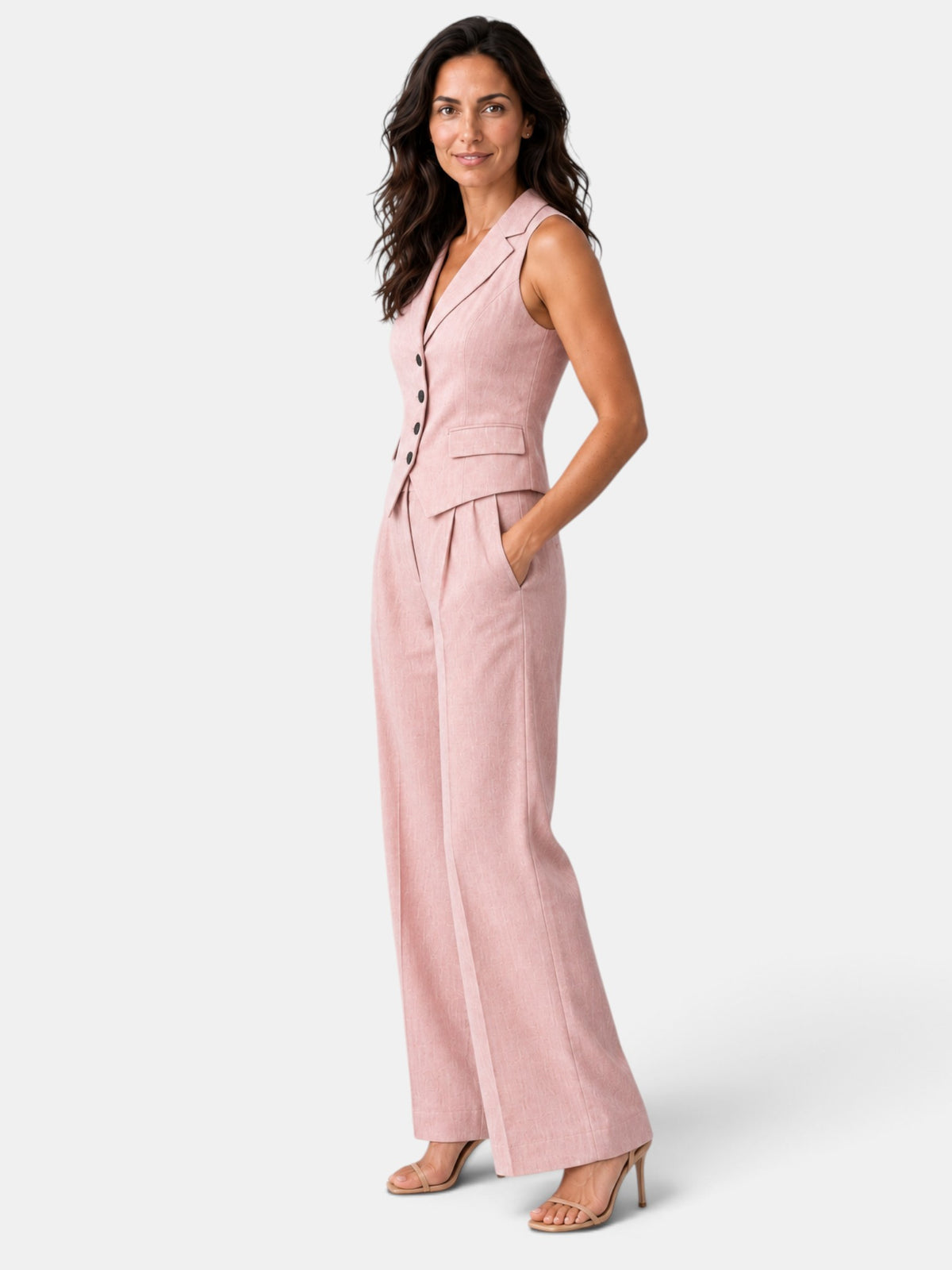 Conjunto Mujer Chaleco y Pantalón Ancho