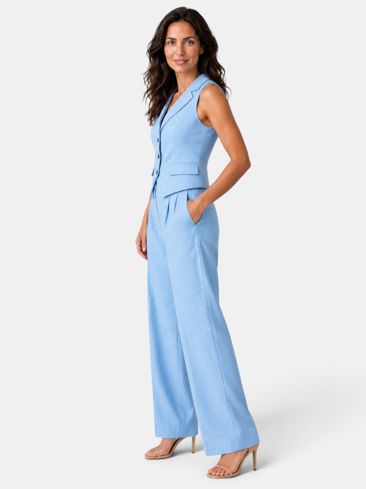 Conjunto Mujer Chaleco y Pantalón Ancho