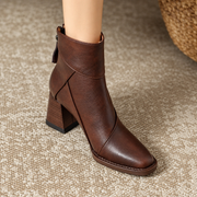 Botines Mujer Tacón Grueso Retro