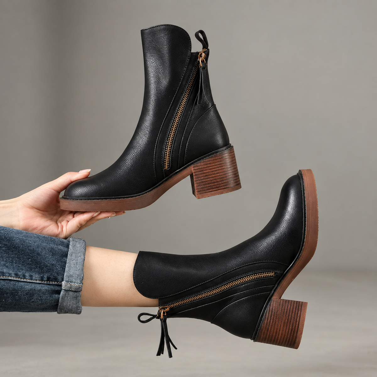 Botines Mujer Tacón Grueso Elegantes