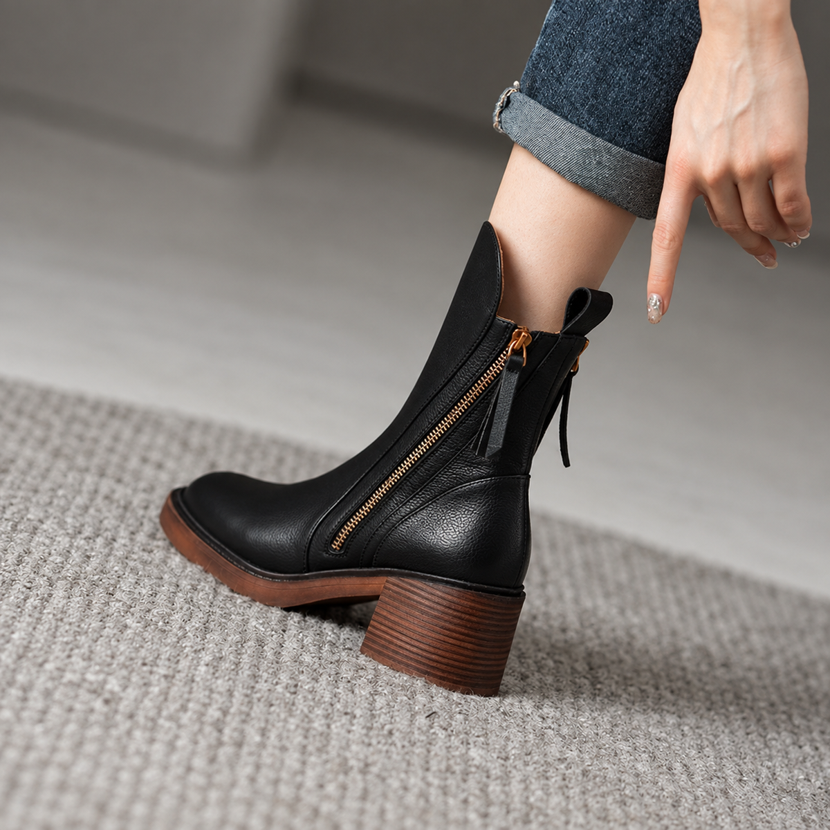Botines Mujer Tacón Grueso Elegantes