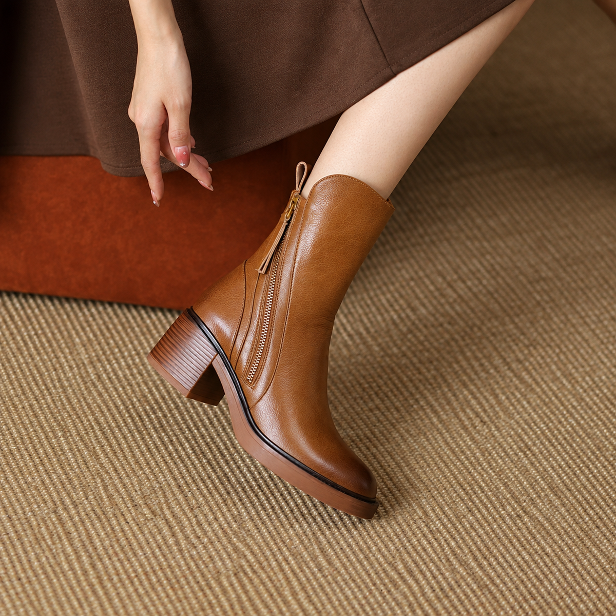 Botines Mujer Tacón Grueso Elegantes